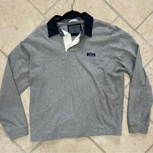 L.L. Bean Men’s Grey Rugby Shirt with Navy Collar
